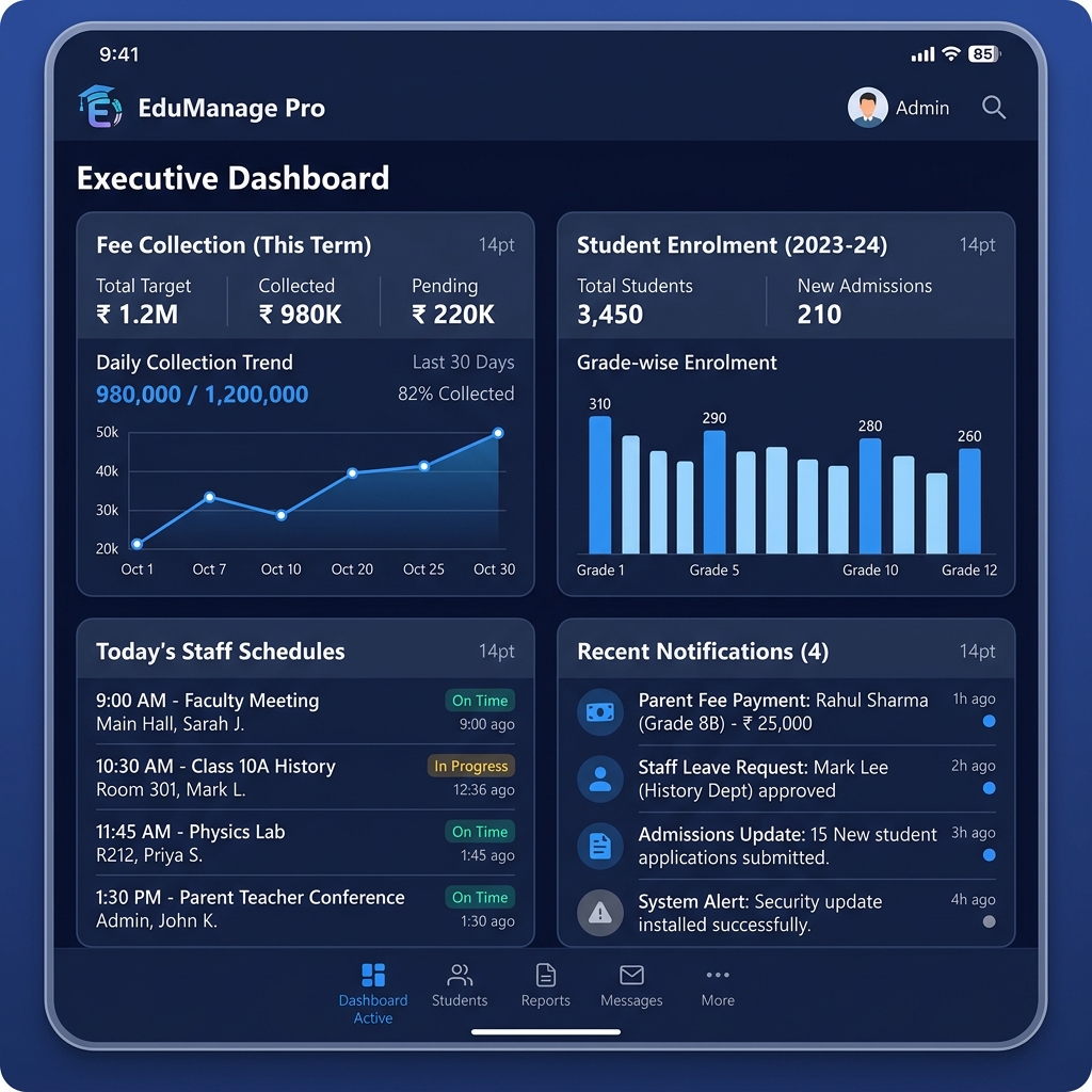 SchoolStak Management App Mockup